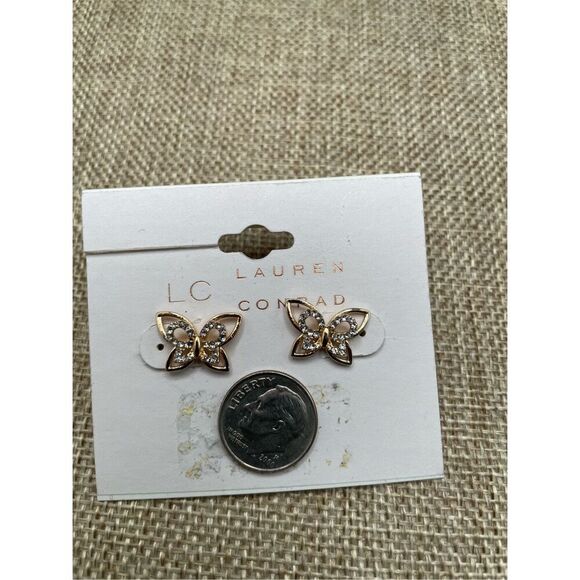 Lauren Conrad Butterfly Gold Tone Earrings Post Style Dainty New - Picture 3 of 5